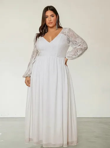 Vestido Novia Largo Blanco Talla Grande Ns 15