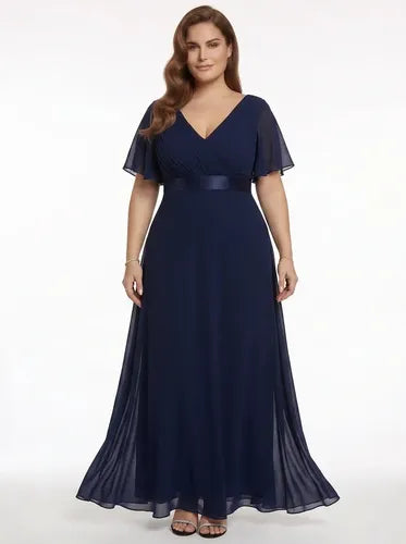 Vestido evasé largo al tobillo burdeo talla grande