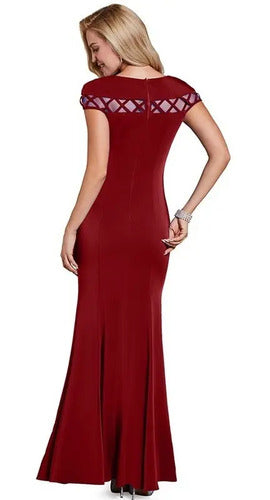 Vestido Fiesta Largo Forrado Ep 206 Bordó 8