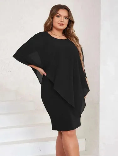 Vestido Fiesta Talla Grande Manga Capa Vg 132