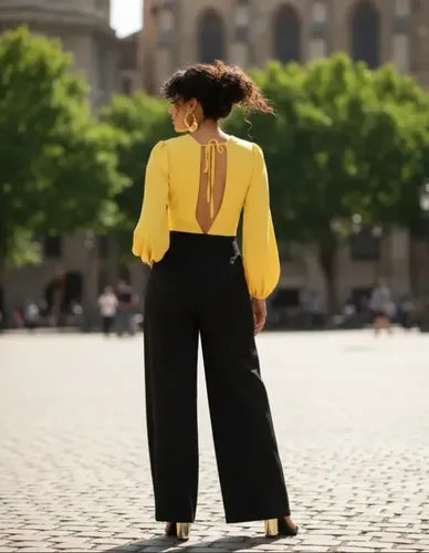 Entero Jumpsuit Mono Escote V Pierna Ancha El 152