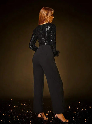 Entero Jumpsuit Mono Fiesta Manga Larga Puño Peludo El 136 Negro S