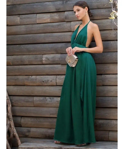 Vestido Maxi Largo Fiesta Burdeo Y Verde Va 376