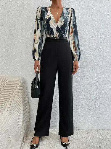 Entero Jumpsuit Mono Fiesta Estampado Escote Cruzado El 138 Negro M
