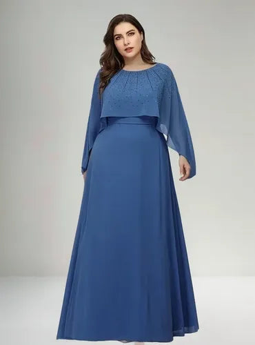 Vestido Fiesta Largo Mujer Adulto Talla Grande  Ep 170 Azul Acero 20