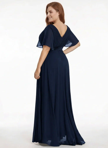 Vestido evasé largo al tobillo burdeo talla grande