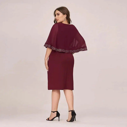 Vestido Talla Grande Burdeo Vg 75
