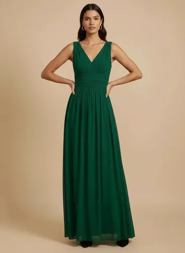 Vestido de gasa largo hombros descubiertos
