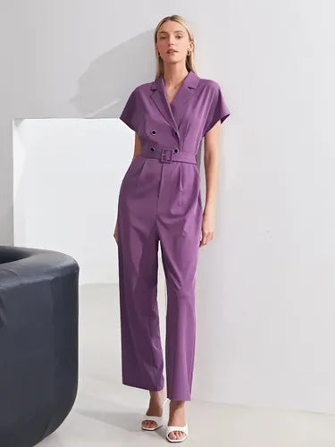 Entero Jumpsuit Mono Fiesta Con Cinturón Bolsillo El 113 Violeta S