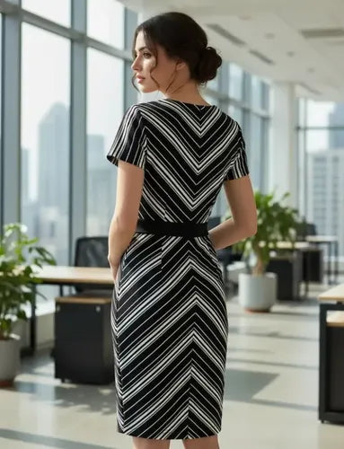 Vestido Formal Oficina Coctel Negro Manga Corta Va 343 Negro M