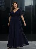 Vestido Fiesta Largo Burdeo Azul Talla Grande 18 20 22 Ep 16