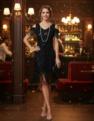 Vestido De Baile Retro Gatsby, Años 20 Charleston  Va 627