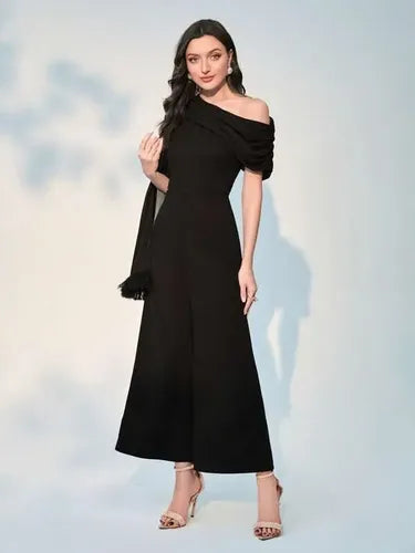 Entero Jumpsuit Mono Negro Fiesta Un Hombro El 82 Negro S