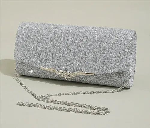Cartera Clutch Brillosa Delpilar Ct 13 Mujer Noche