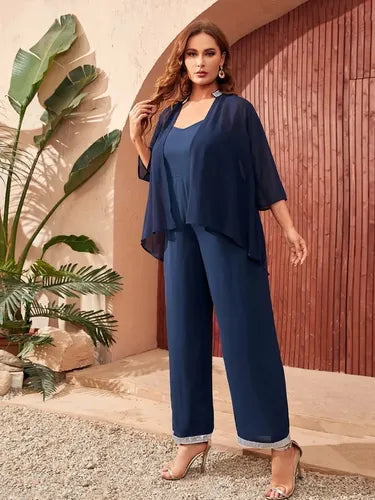 Vestido Entero Palazzo Jumpsuit Talla Grande 2 Piezas Vg 206