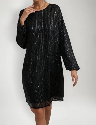 Vestido Negro Fiesta Lentejuelas