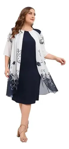 Vestido Fiesta Talla Grande Estampado Floral Vg 131
