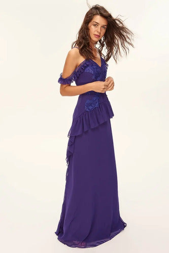 Vestido De Fiesta Graduación Largo Td 19 Violeta Oscuro 38