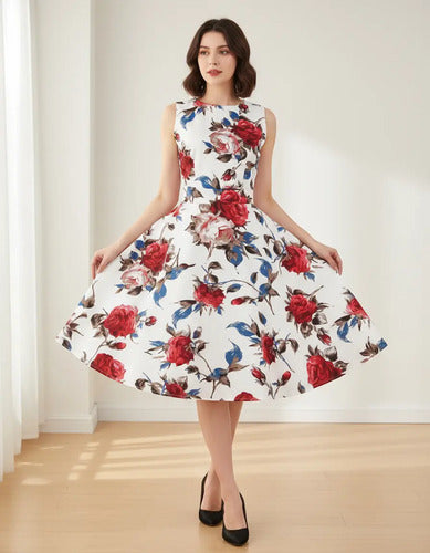 Vestido Vintage Pin Up, Swing Y Años 50, Rockabilly Va 193 Blanco S