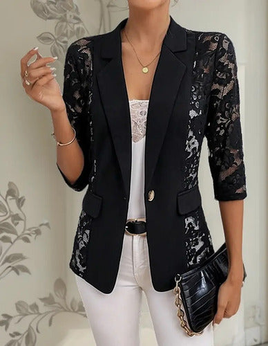 Blazer Con Encaje Chaqueta Bolero  Bb 16