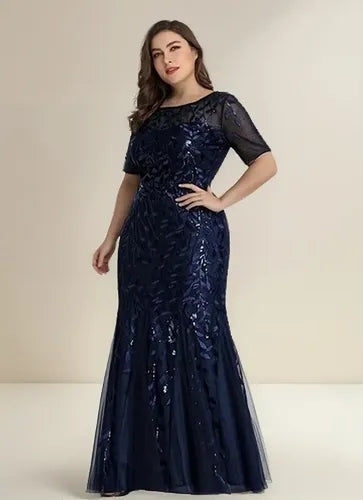 Vestido Fiesta Largo Lentejuelas Manguita Talla Ep 131