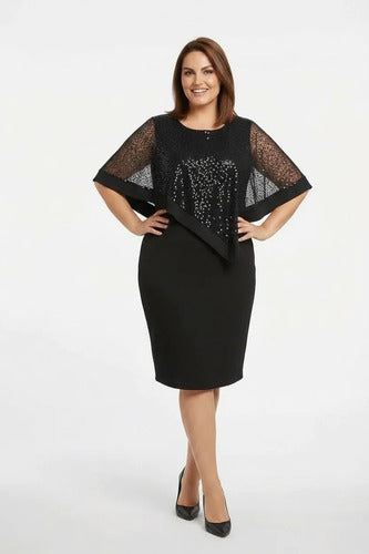 Vestido tubo manga capa talla grande