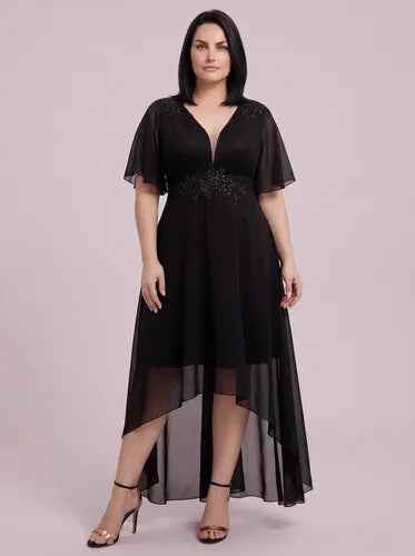 Vestido de Fiesta Manga Corta Talla Grande