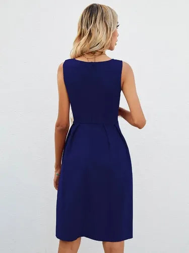 Vestido Tableado Acampanado Va 557 Azul S
