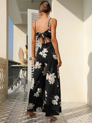 Entero Jumpsuit Enterito Mono Estampado Pierna Ancha El 77 Azul M
