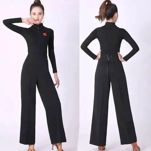 Pantalones De Baile Latino Para Mujer, De Pierna Ancha Pt 13