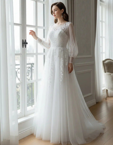 Vestido De Novia Floral Lentejuelas Nf 08