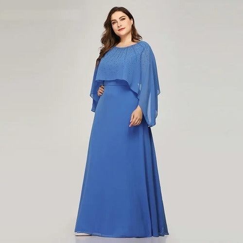Vestido Fiesta Largo Mujer Adulto Talla Grande  Ep 170 Azul Acero 20