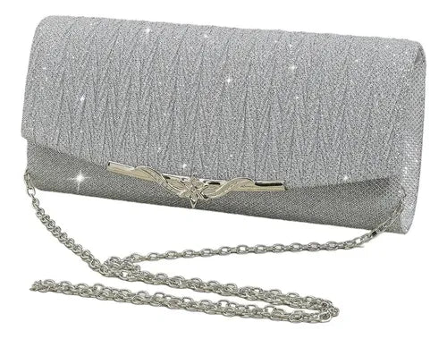 Cartera Clutch Brillosa Delpilar Ct 13 Mujer Noche