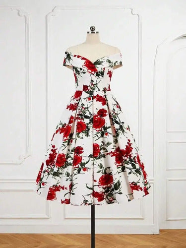 Vestido Vintage Pin Up, Swing Y Años 50, Rockabilly Va 147 Blanco S