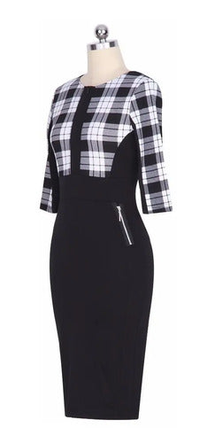 Vestido Formal Negro Ajustado Manga 3/4 Va 152 Negro 2xl