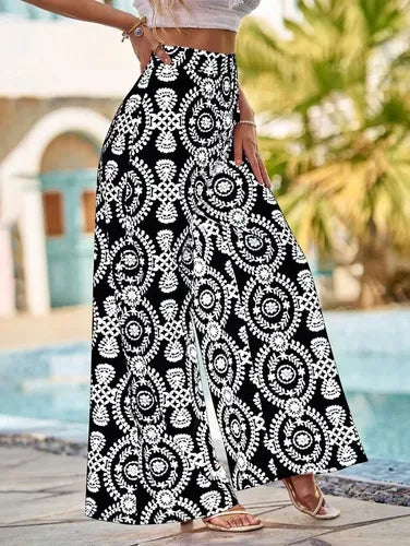 Pantalón Delpilar Mujer Pierna Ancha Cintura Alta Pt 06