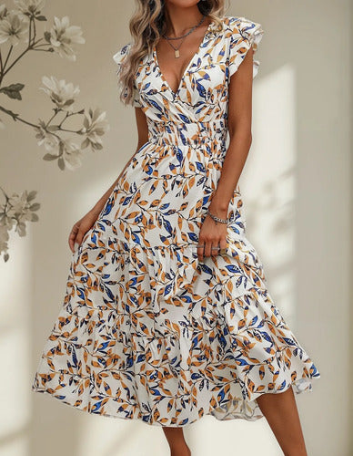 Vestido Estampado Floral Delgado Playa Va 605
