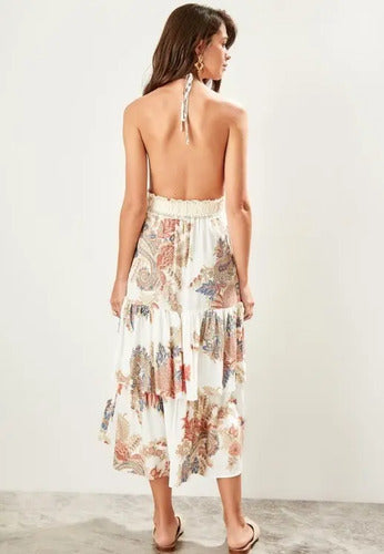 Vestido De Playa Con Espalda Descubierta Td 34 Blanco 40