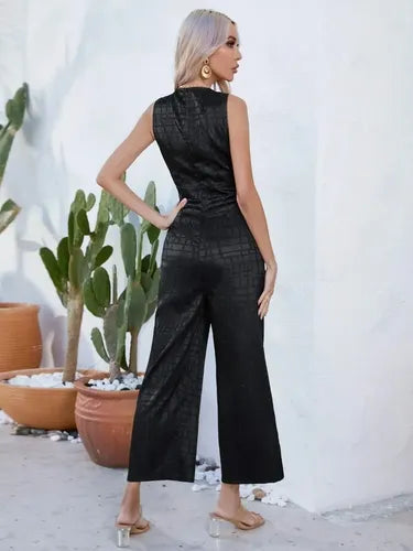 Entero Jumpsuit Mono Negro Con Cinturón El 147 Negro M