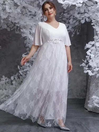 Vestido Novia Largo Manga Encaje Talla Grande Ns 10