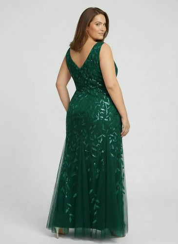Vestido largo de fiesta corte sirena en tul y lentejuelas