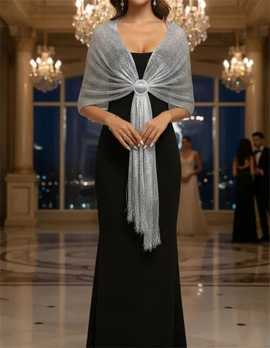 Envoltura Brillante Flecos Bolero Tapado Chal Fiesta Bb 22