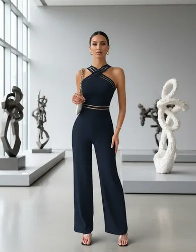 Entero Jumpsuit Mono Negro Fiesta  El 129