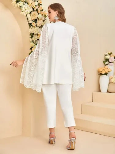 Conjunto 2 Piezas Pantalón Blazer Talla Grande Entero Vg 208 Blanco L