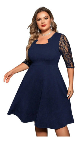 Vestido Talla Grande Acampanado Vg 155
