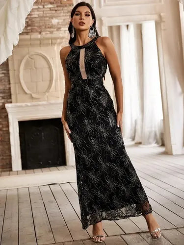 Vestido Lentejuelas Halter Fiesta Graduación Vl 62