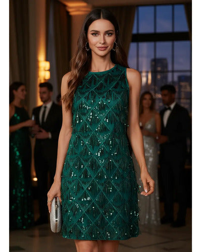 Vestido Delpilar Mujer Corto Lentejuelas Fiesta