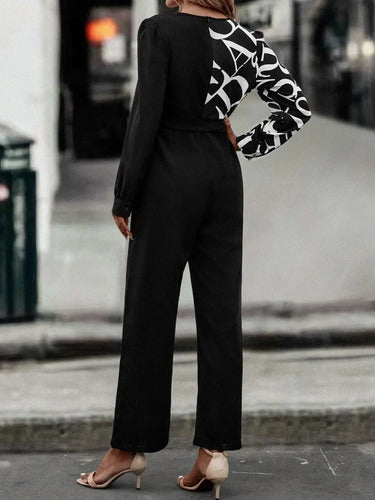 Entero Jumpsuit Mono Manga Larga Fiesta  El 130 Negro S