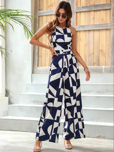 Entero Jumpsuit Mono Halter Estampado Geométrico El 106