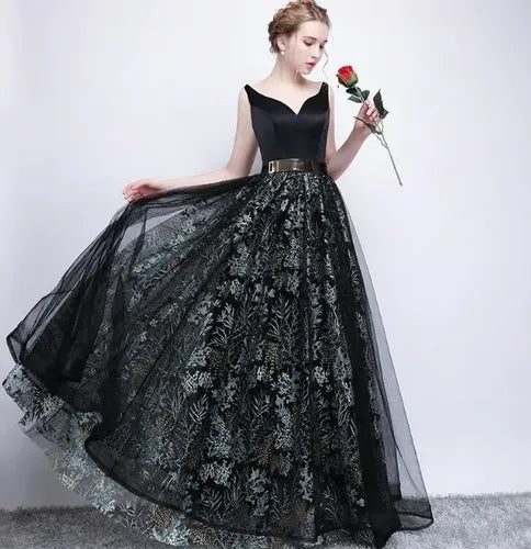 Vestido Fiesta Graduación Sin Cinturón  Ep 410 Negro 10